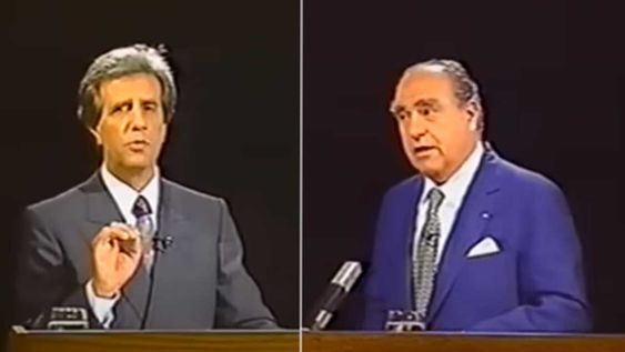 Tabaré Vázquez y Julio María Sanguinetti durante el debate presidencial de 1994 Tabaré Vázquez y Julio María Sanguinetti durante el debate presidencial de 1994