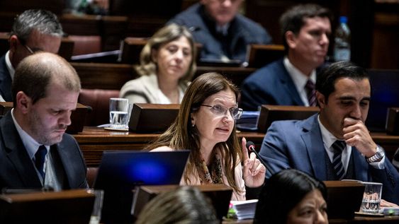 La ministra Karina Rando lideró la respuesta del gobierno en la interpelación. Fotos: Mauricio Zina / adhocFOTOS La ministra Karina Rando lideró la respuesta del gobierno en la interpelación. Fotos: Mauricio Zina / adhocFOTOS