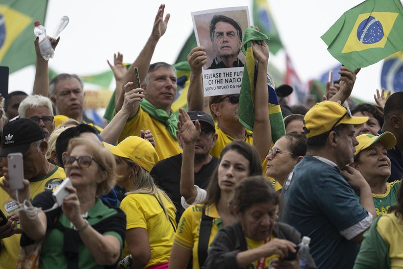 Partidarios de Jair Bolsonaro participan en una manifestación durante el Día de la Independencia en la playa de Copacabana, Río de Janeiro, Brasil, el 7 de setiembre de 2025.&nbsp;