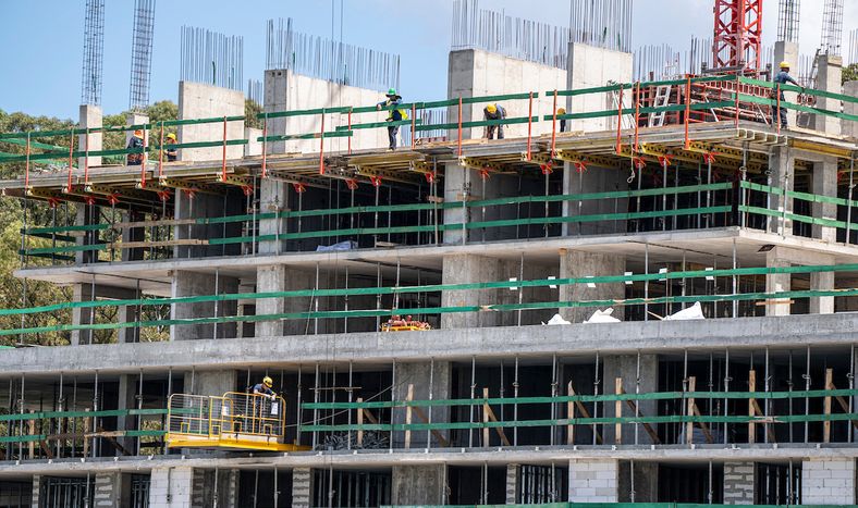 Una obra de construcción de viviendas.