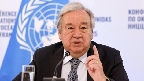 El secretario general de Naciones Unidas, António Guterres, toma la palabra en la Conferencia sobre los Océanos, en Niza, Francia, el 10 de junio de 2025