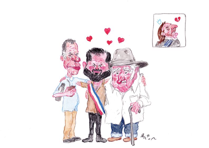 Junior-Orsi, Boric, Mujica y Lacalle Pou