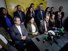 La plana mayor de Cabildo Abierto en conferencia de prensa. La plana mayor de Cabildo Abierto en conferencia de prensa.