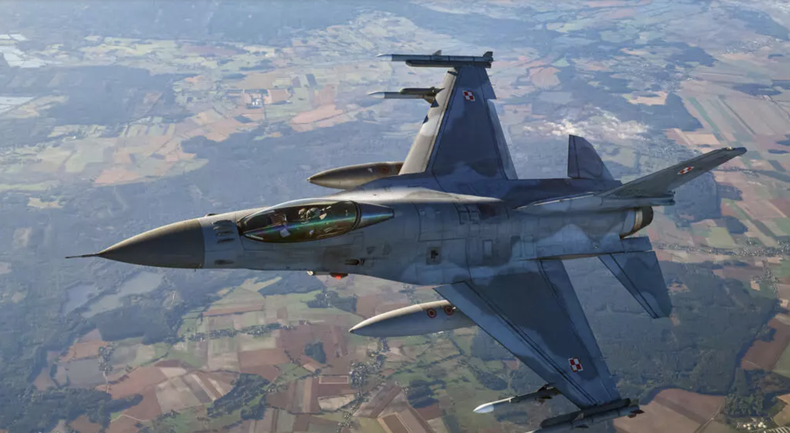 Un avión de combate F-16 participa en un ejercicio de blindaje aéreo de la OTAN cerca de la base aérea de Lask, en el centro de Polonia, en 2022.