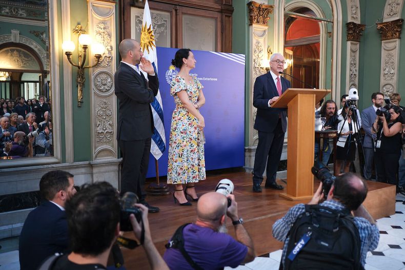 Mario Lubetkin en la sede del Ministerio de Relaciones Exteriores, en Montevideo