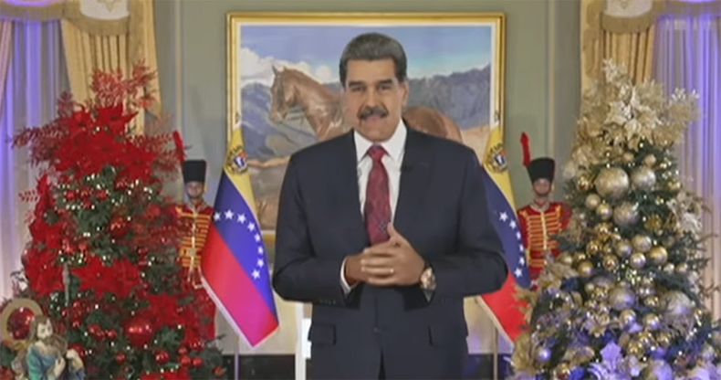 Nicolás Maduro dando un mensaje de fin de año al pueblo venezolano.
