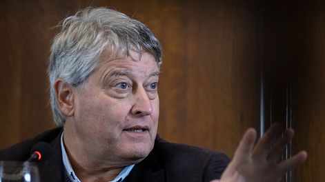 Rafael Michelini, líder del Nuevo Espacio, durante un foro sobre legislación de urgente consideración en Uruguay, en 2022. Foto: Pablo Vignali / adhocFOTOS