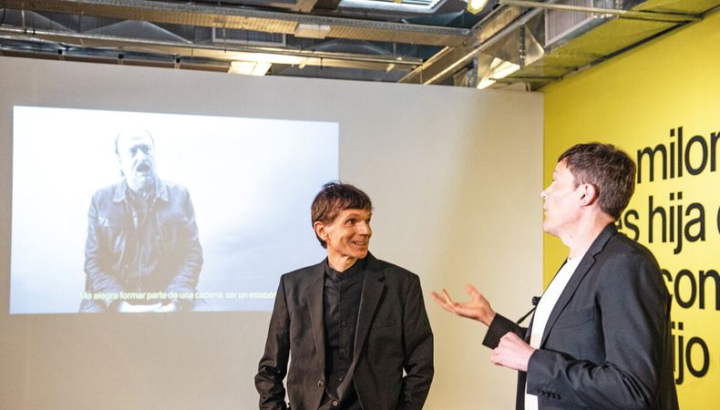 El músico e historiador de música Andrés Torrón y el productor de música Juan Campodónico son los ideólogos y curadores de la muestra. Fotos: Mauricio Rodríguez