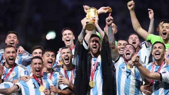 La selección argentina celebrando la obtención del último Mundial de Fútbol. La selección argentina celebrando la obtención del último Mundial de Fútbol.