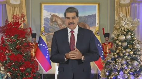 Nicolás Maduro dando un mensaje de fin de año al pueblo venezolano.
