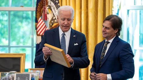 La reunión entre los presidente Joe Biden y Lacalle Pou (Foto: Casa Blanca)