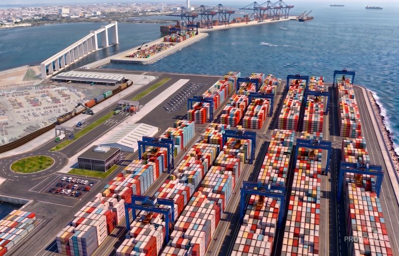 Render de la terminal de contenedores propuesta por Neltume Ports.