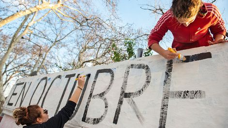 Pintada electoral. Foto: Santiago Mazzarovich / adhocFOTOS