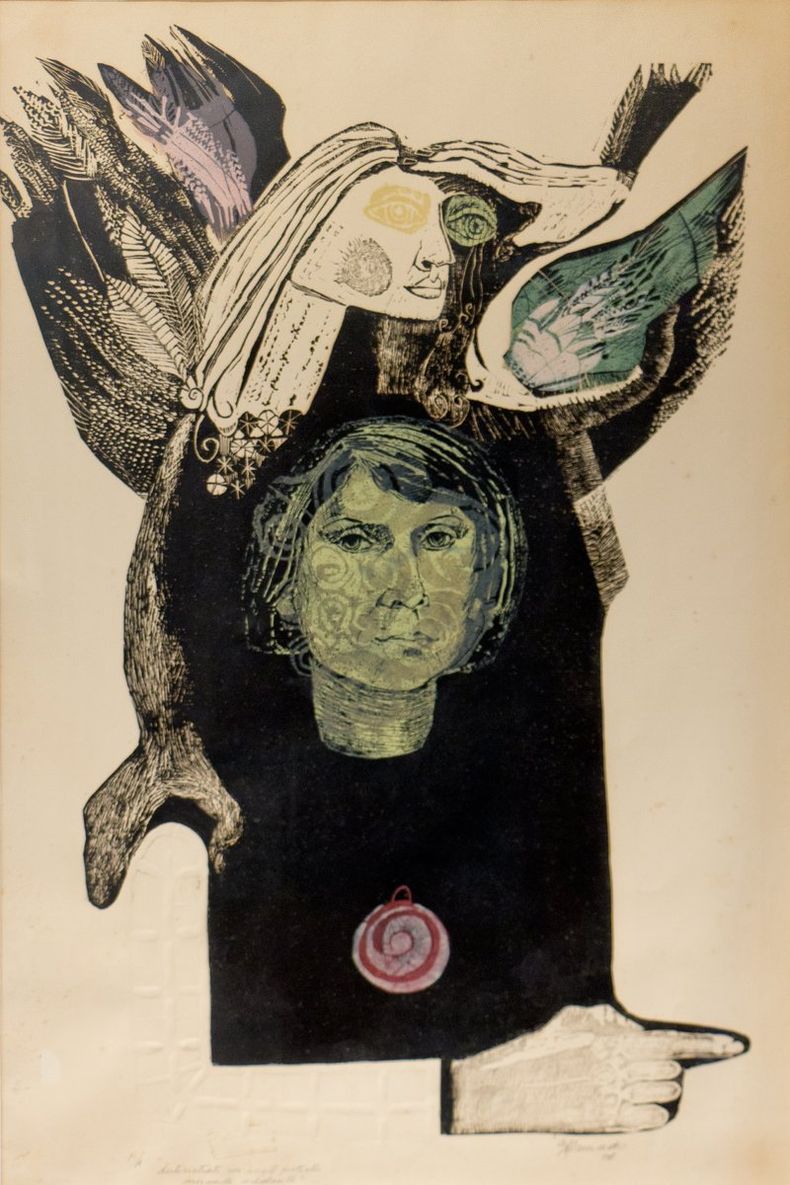 Autorretrato con ángel mirando adelante (1976)