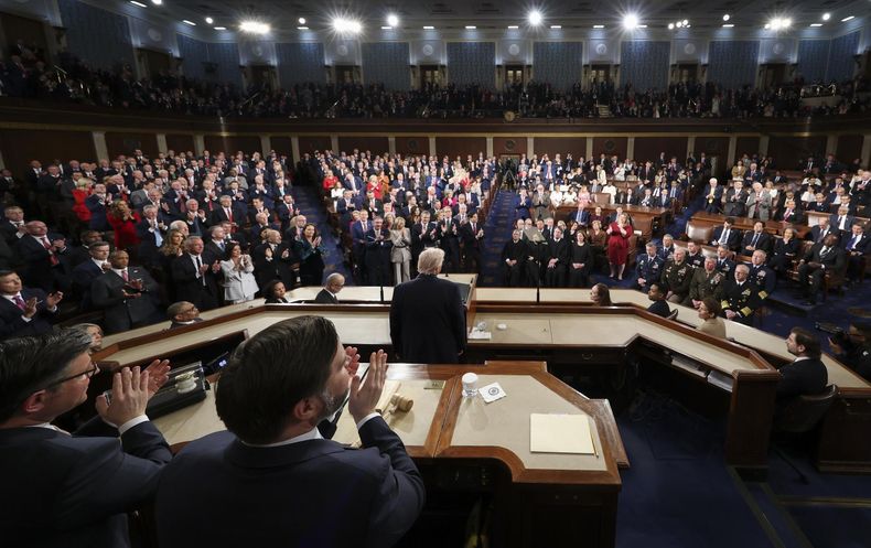 Donald Trump en el Congreso de Estados Unidos durante su discurso sobre el estado de la Unión.