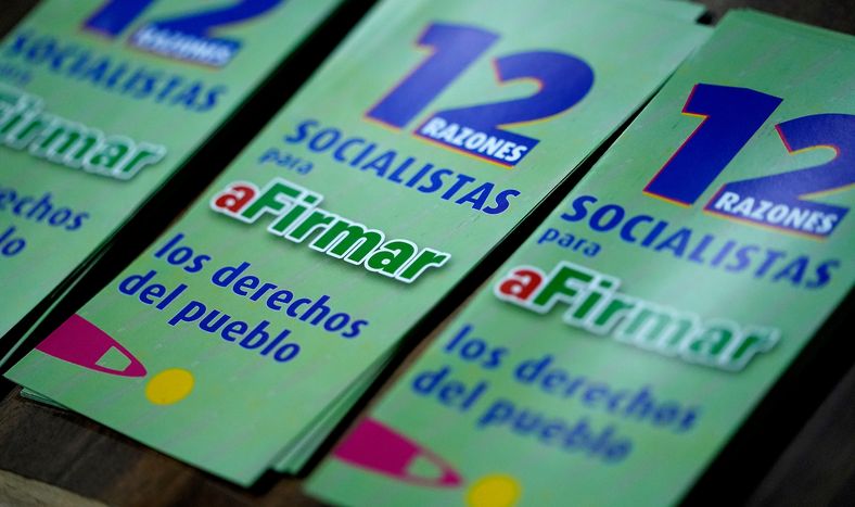 Conferencia de lanzamiento de la campaña del Partido Socialista para recolectar firmas en apoyo a la reforma constitucional sobre la seguridad social, en 2023