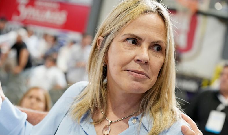 Gabriela Fossati durante la Convención Nacional del Partido Nacional en el Club Larre Borges en Montevideo, diciembre 2023 Foto: Javier Calvelo/adhocFOTOS