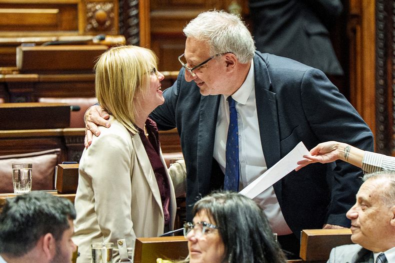 Cristina Lustemberg, ministra de Salud Pública, y Gerardo Sotelo, miembro interpelante y diputado del Partido Independiente.