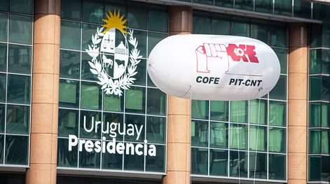 Una movilización de COFE frente a la Torre Ejecutiva.